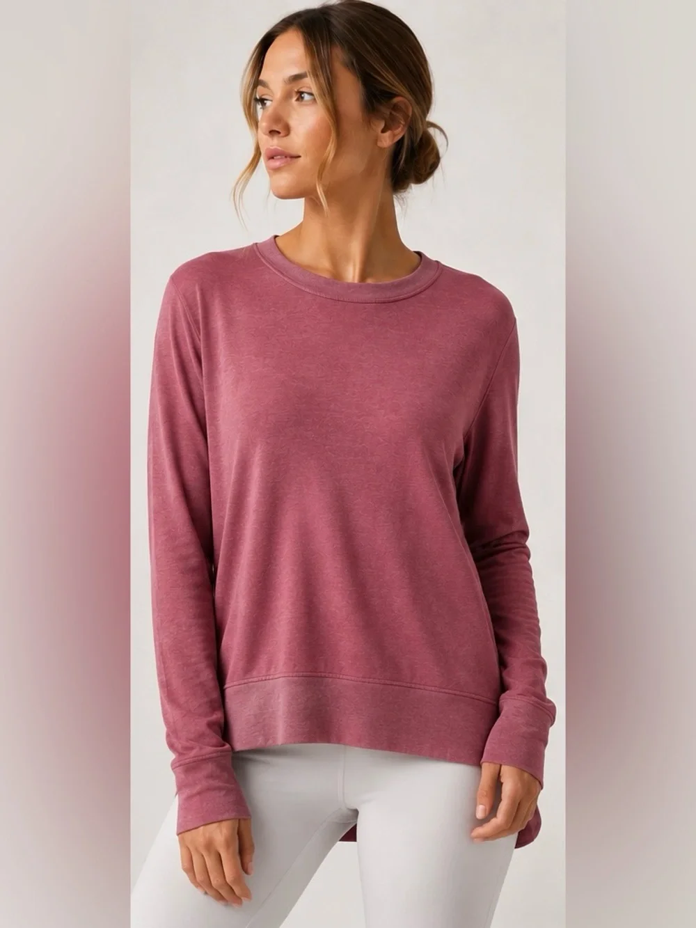Alo Yoga High-Low Hem Long Sleeve Crewneck Top Size Large